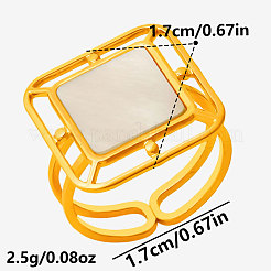 304 Stainless Steel with Natural Shell Cuff Open Rings for Women&nbsp;CE2201-3
