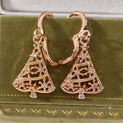 Brass Micro Pave Clear Cubic Zirconia Leverback Earrings&nbsp;EJEW-K300-28G