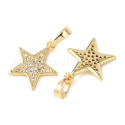 Rack Plating Brass Micro Pave Clear Cubic Zirconia Charms&nbsp;KK-H434-37G