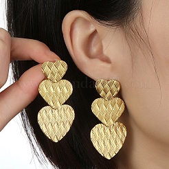 201 Stainless Steel Heart Dangle Stud Earrings&nbsp;EJEW-D084-16G