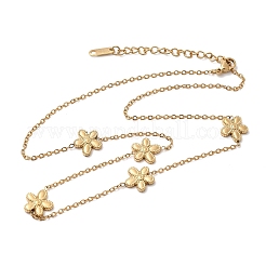 304 Stainless Steel 5-Petal Flower Link Chain Necklaces&nbsp;NJEW-G184-03G