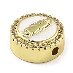 Rack Plating Brass Micro Pave Cubic Zirconia Bead&nbsp;KK-H456-05G