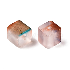 Frosted Glass Beads with Golden Glitter Powder&nbsp;X1-DGLA-NH001-8mm-01G