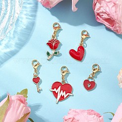 5Pcs Valentine's Day Alloy Enamel Pendant Decorations&nbsp;HJEW-JM02758