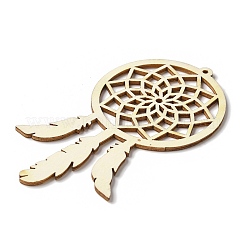 10Pcs Woven Net/Web with Feather Unfinished Blank Wooden Pendants for Painting Arts&nbsp;FIND-R052-01B