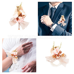 6Pcs 2 Styles Silk Cloth Imitation Rose Boutonniere & Wrist Corsage&nbsp;AJEW-GO0001-30