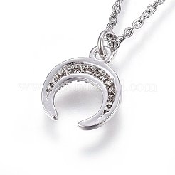 Brass Micro Pave Cubic Zirconia Pendant Necklaces&nbsp;NJEW-L146-07P