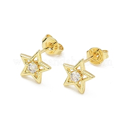 Brass Micro Pave Single Cubic Zirconia Stud Earrings&nbsp;KK-CBA30C7-13G