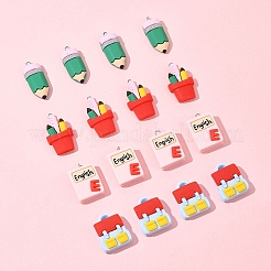 16Pcs 4 Styles Stationery Theme Resin Pendants&nbsp;RESI-FS0001-89