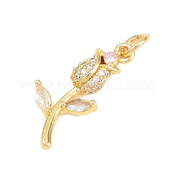 Valentine's Day Brass Micro Pave Clear Cubic Zirconia Pendants&nbsp;KK-D258-07G-01
