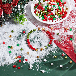 1600Pcs 8 Styles Christmas Theme DIY Round ABS Plastic & Acrylic Beads Findings Kits&nbsp;DIY-AR0004-47