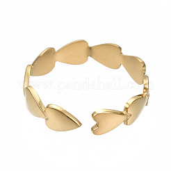 304 Stainless Steel Heart Wrap Open Cuff Ring&nbsp;RJEW-T023-69G