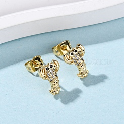Brass Micro Pave Clear Cubic Zirconia Earrings&nbsp;LS-EJEW-D328-03G-04