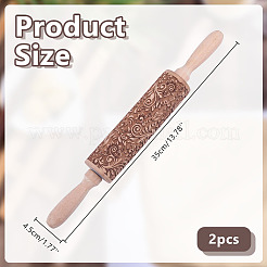 Flower Print Wood Rolling Pin&nbsp;AJEW-WH0314-689C-1