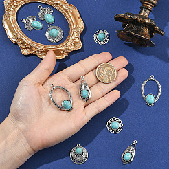 12Pcs 6 Styles Dyed Synthetic Turquoise Pendants&nbsp;FIND-SZ0019-80