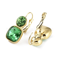 Glass Square Leverback Earrings&nbsp;EJEW-P245-02G