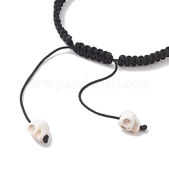 Synthetic Magnesite Skull Braided Bead Bracelets&nbsp;BJEW-JB10522
