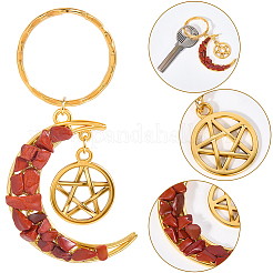 Chakra Theme Moon & Star Alloy Gemstone Keychain&nbsp;KEYC-SC0001-49