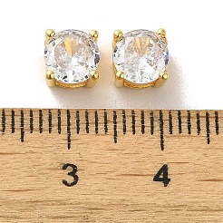Brass with Single Clear Cubic Zirconia Beads&nbsp;X-KK-H461-09A-G