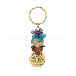 5Pcs Chakra Natural Gemstone Chip Pendant Keychain&nbsp;KEYC-JKC00414