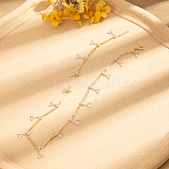 201 Stainless Steel Crystal Rhinestone Triangle Tassel Oval Link Chain Necklaces for Women&nbsp;IJ7847