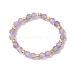 Natural Amethyst Beaded Stretch Rings for Women&nbsp;RJEW-JR00868-02