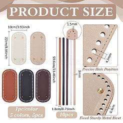 5Pcs 5 Colors PU Leather Oval Bottom&nbsp;FIND-PH0061-79