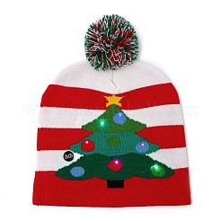 LED Light Up Christmas Acrylic Fibers Yarn Cuffed Beanies Cap&nbsp;AJEW-F063-04