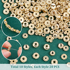 200Pcs 10 Styles Rack Plating Alloy Spacer Beads&nbsp;FIND-PH0020-98