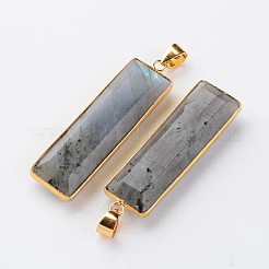 Faceted Rectangle Natural Labradorite Pendants&nbsp;X-G-M294-08