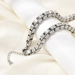 7MM 304 Stainless Steel Textured Box Chain Necklaces&nbsp;NJEW-P358-01P
