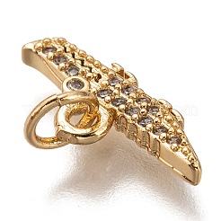 Brass Micro Pave Clear Cubic Zirconia Charms&nbsp;ZIRC-B002-53G