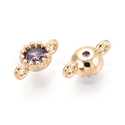 Brass Pave Cubic Zirconia Connector Charms&nbsp;KK-N276-04G