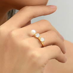 Simple Style Brass Pave Cubic Zirconia Open Rings&nbsp;IO7806
