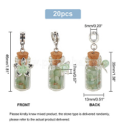 Clear Glass Bottle Natural & Synthetic Mixed Gemstone European Dangle Charms&nbsp;FIND-PH0007-64