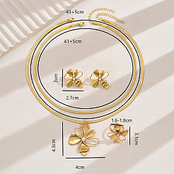 Stainless Steel Hollow Flower Earrings & Necklaces & Rings Sets for Women&nbsp;YQ8759