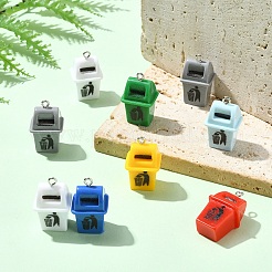 30Pcs Opaque Resin Garbage Can Pendants with Metal Loops&nbsp;RESI-YW0005-14
