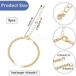 8Pcs Half Finished Brass Round Beaded Bracelets&nbsp;AJEW-NB0003-64