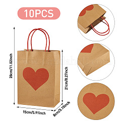 10Pcs Valentine's Day Paper Bags&nbsp;CARB-TADJ0001-01A