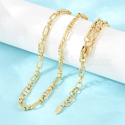 5MM Brass Pave Cubic Zirconia Oval Link Chain Necklaces&nbsp;NJEW-D324-02G-02
