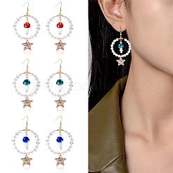 Glass Beaded Big Circle Dangle Earrings&nbsp;EJEW-SW00015-01