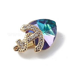 Real 18K Gold Plated Rack Plating Brass Micro Pave Clear Cubic Zirconia Pendants&nbsp;KK-C015-07G-03