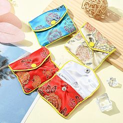 Rectangle Floral Embroidery Cloth Zipper Pouches&nbsp;ABAG-YW0001-03A