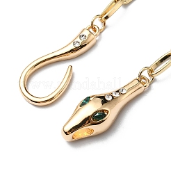 Rhinestone Snake Pendant Necklaces with Paperclip Chains&nbsp;NJEW-R261-01G