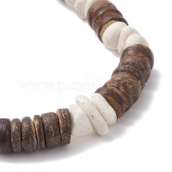 Natural Coconut & Magnesite Chip Beads Stretch Bracelets for Men Women&nbsp;BJEW-JB12457-01