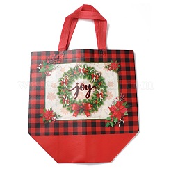 Christmas Theme Tartan Non-woven Fabric Gift Tote Bags with Handle&nbsp;ABAG-G017-01D