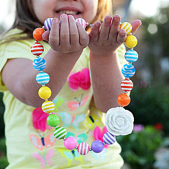 80Pcs 10 Colors Opaque Striped Acrylic Beads&nbsp;SACR-BT0001-02