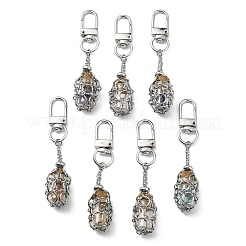 Chakra Natural Gemstone Chips inside Glass Wishing Bottle Pendant Decoration&nbsp;HJEW-JM03138-02