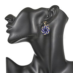 Flower Glass Beaded Dangle Earrings&nbsp;EJEW-MZ00776-03