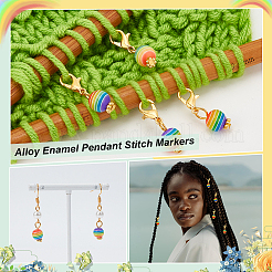 12Pcs Round Stripe Resin Pendant Stitch Markers&nbsp;HJEW-AB00724